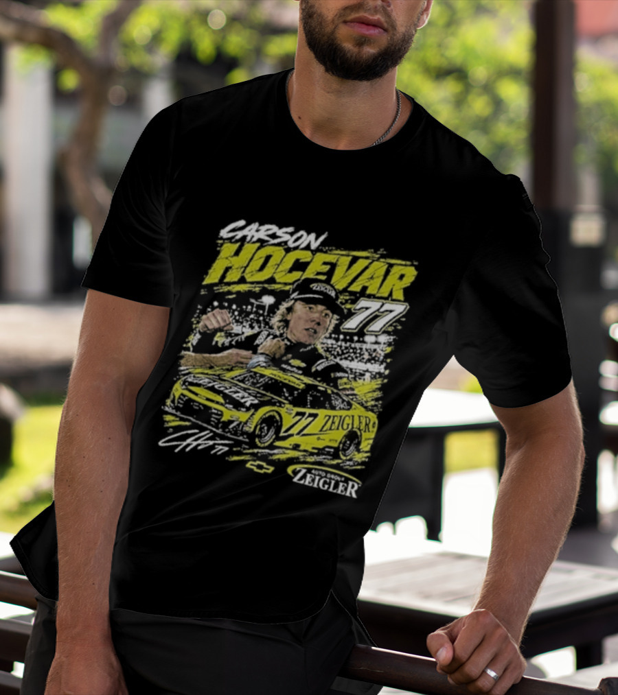 Carson Hocevar 77 Cartoon Race Car And Driver T-Shirt