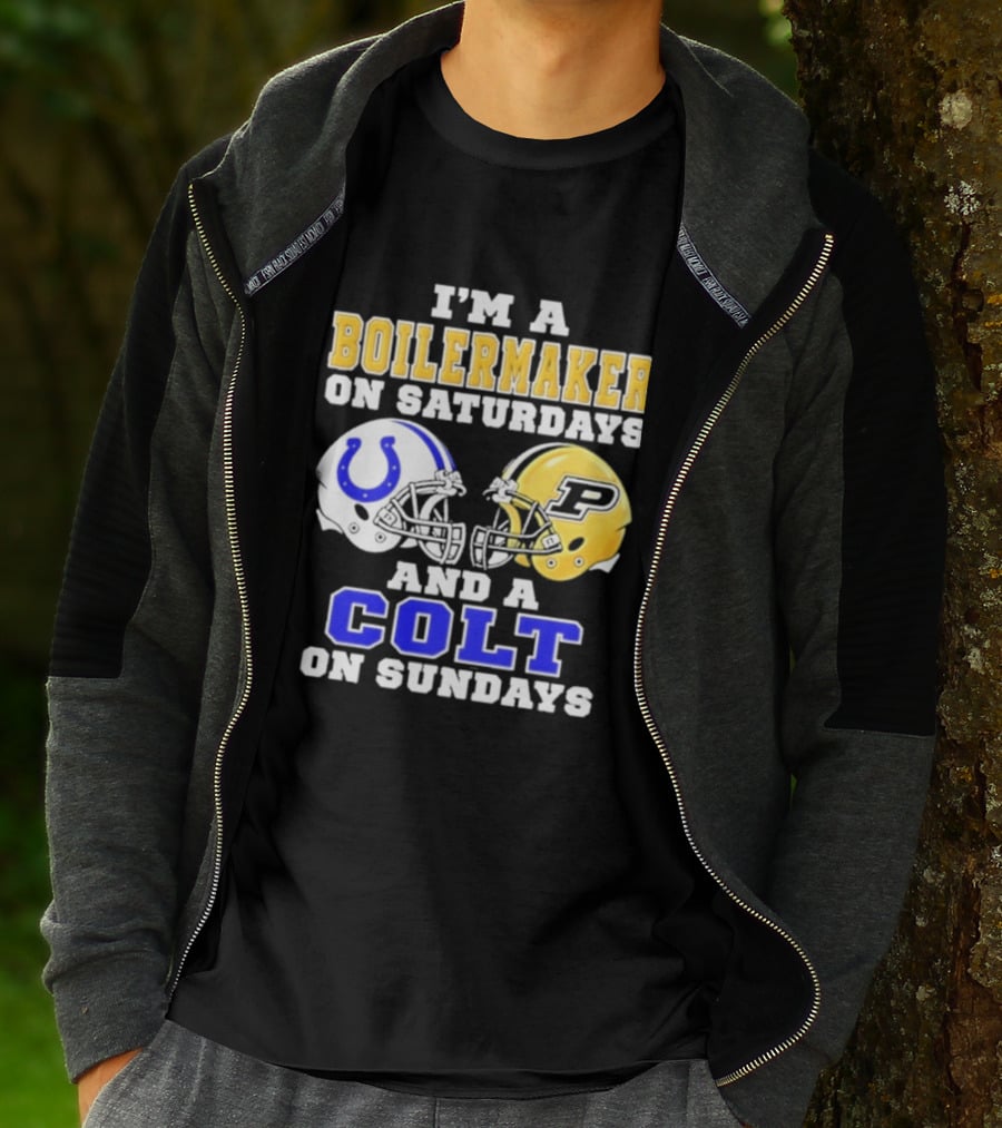 I'm A Boilermaker On Saturdays And A Colt On Sundays Football Helmets T-Shirt