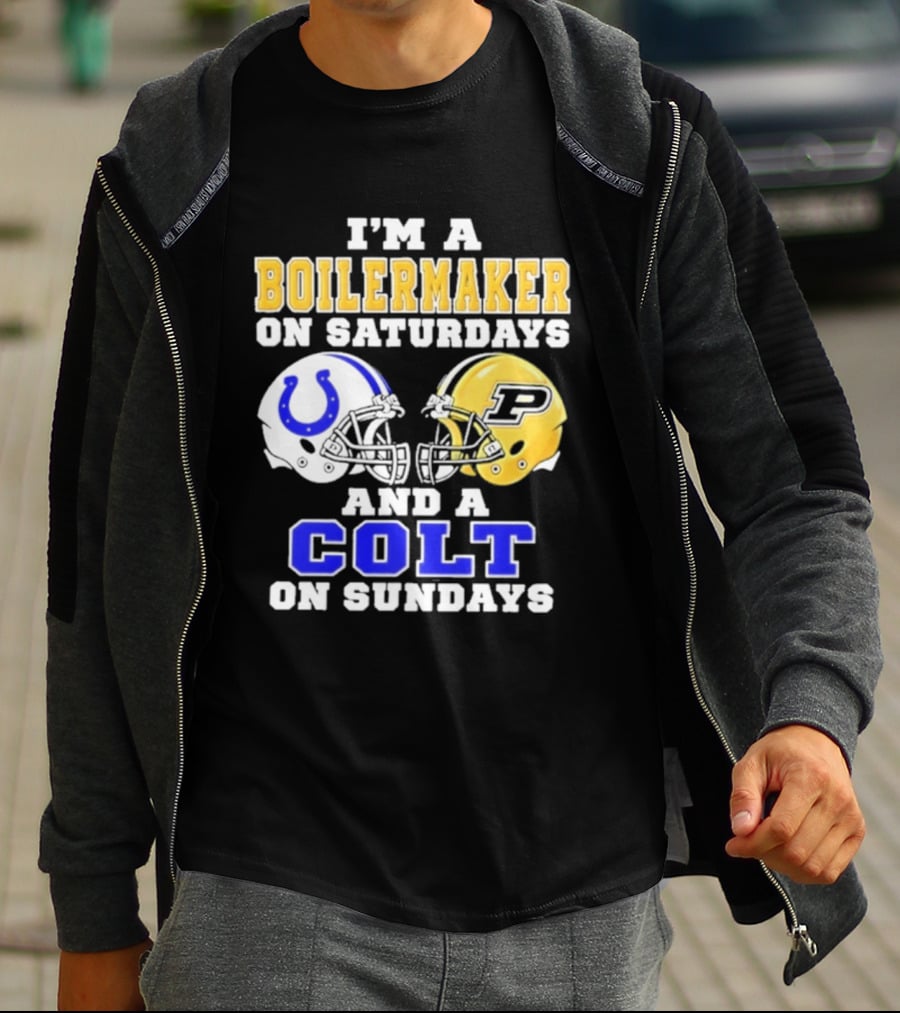 I'm A Boilermaker On Saturdays And A Colt On Sundays Football Helmets T-Shirt