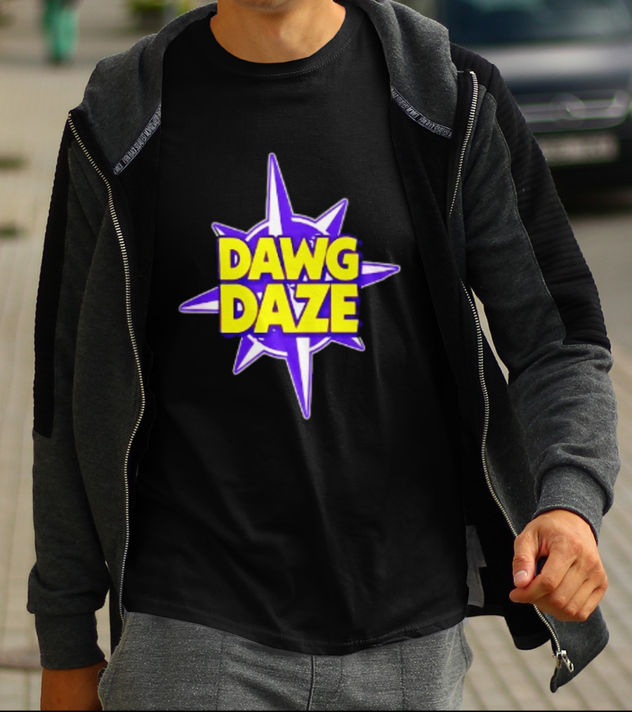 Dawg Daze University Campus Orientation Purple And Yellow Starburst T-Shirt