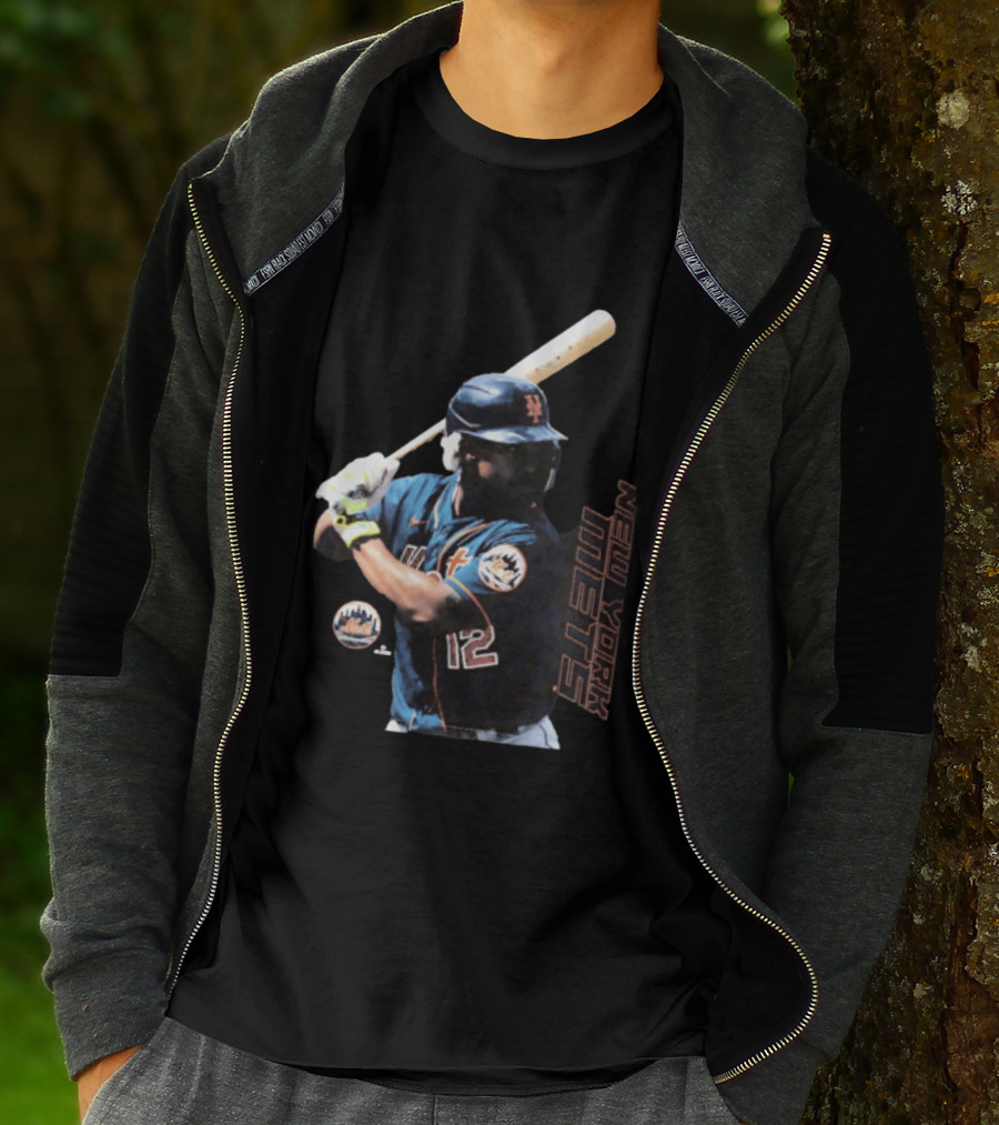 Francisco Lindor New York Mets MLB Number 12 Baseball Batting Action T-Shirt