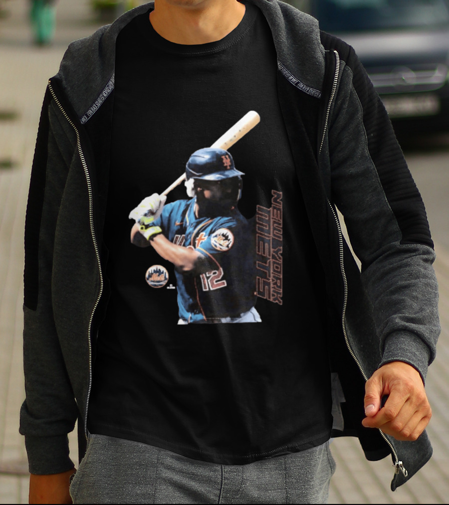 Francisco Lindor New York Mets MLB Number 12 Baseball Batting Action T-Shirt