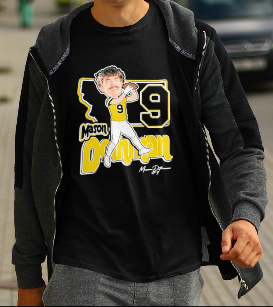 Mason Dethman Montana State Bobcats Caricature 2026 Number 9 Football T-Shirt