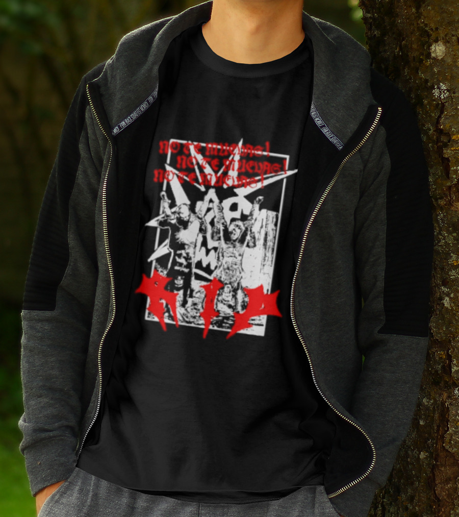 No Te Muevas Rip Punk Rock Hardcore Band White And Red Distorted T-Shirt