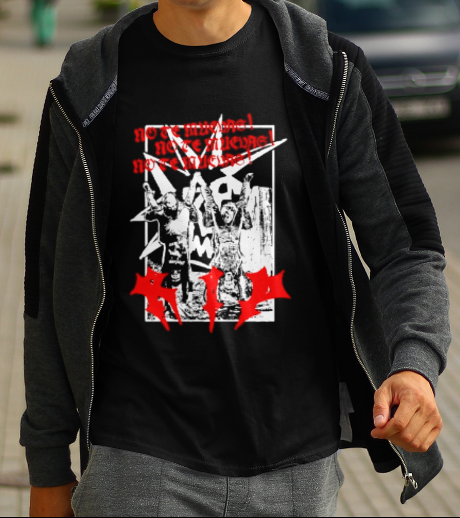 No Te Muevas Rip Punk Rock Hardcore Band White And Red Distorted T-Shirt