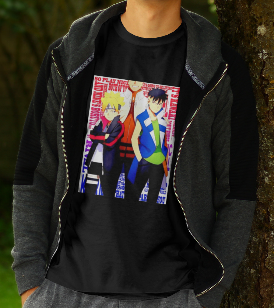 Uzumaki Boruto Naruto Kawaki Rivals Bright Style Manga Characters T-Shirt