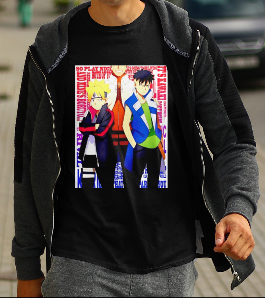 Uzumaki Boruto Naruto Kawaki Rivals Bright Style Manga Characters T-Shirt