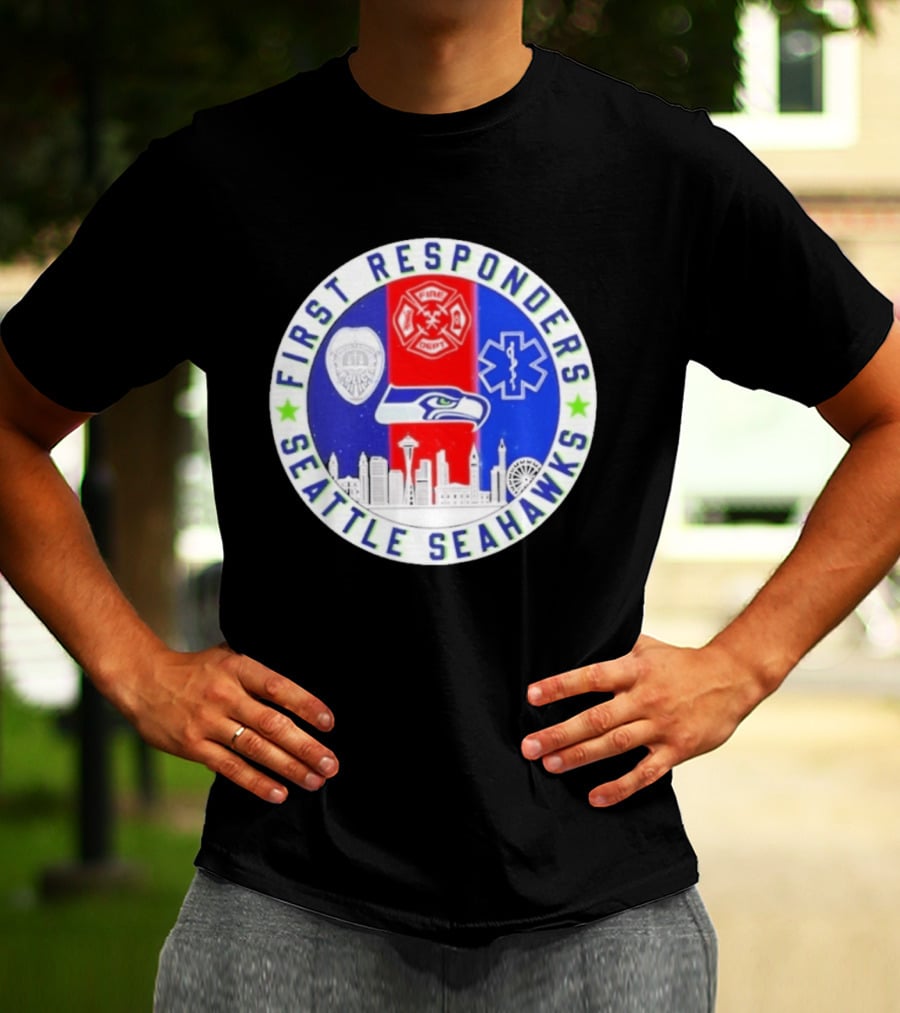 Seattle Seahawks First Responders Never Forget 9 11 Skyline T-Shirt