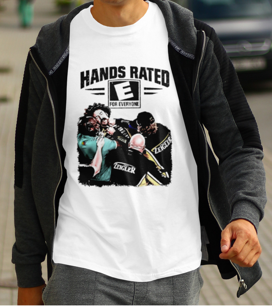 Hands Rated E For Everyone NASCAR Racing Brawl Scene T-Shirt