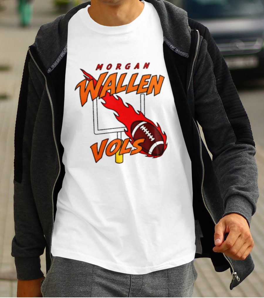 Morgan Wallen Vols Football Tennessee Volunteers Flaming Football Goalpost T-Shirt