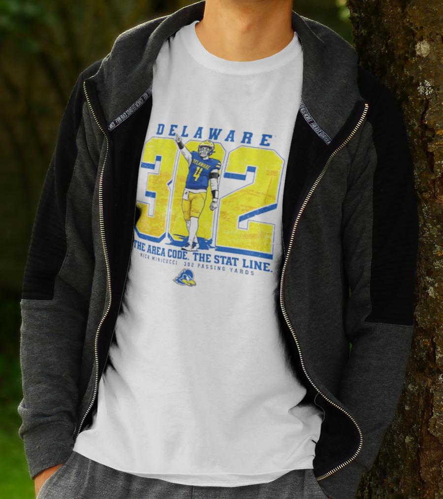 Delaware Blue Hens 302 The Area Code The Stat Line Nick Minicucci 302 Passing Yards T-Shirt