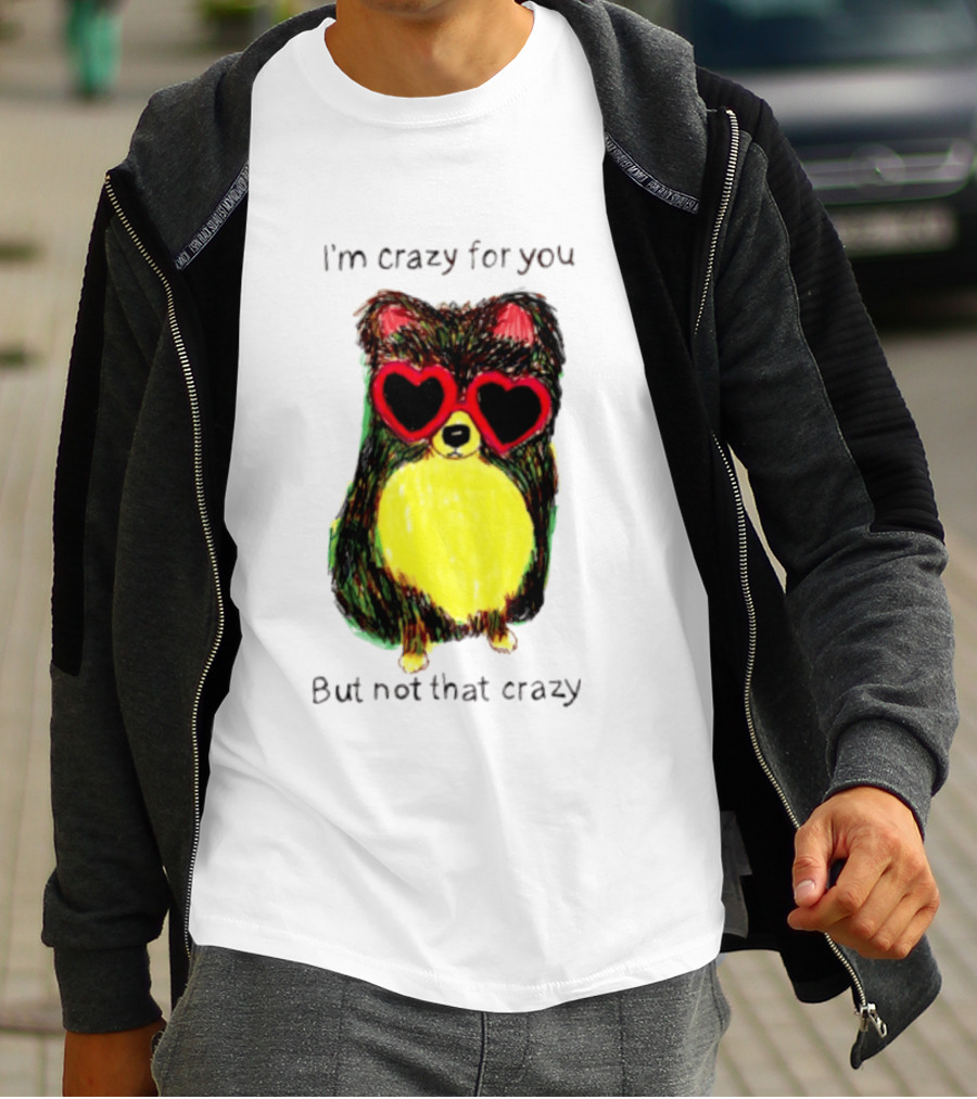 Pomeranian Wearing Heart Glasses I'm Crazy For You But Not That Crazy T-Shirt