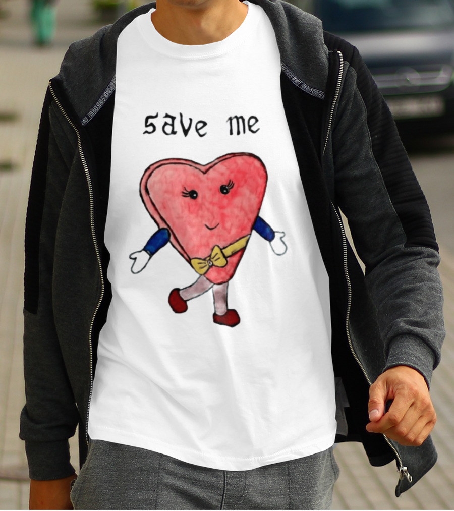 Save Me Heart Cartoon With Bowtie And Arms T-Shirt