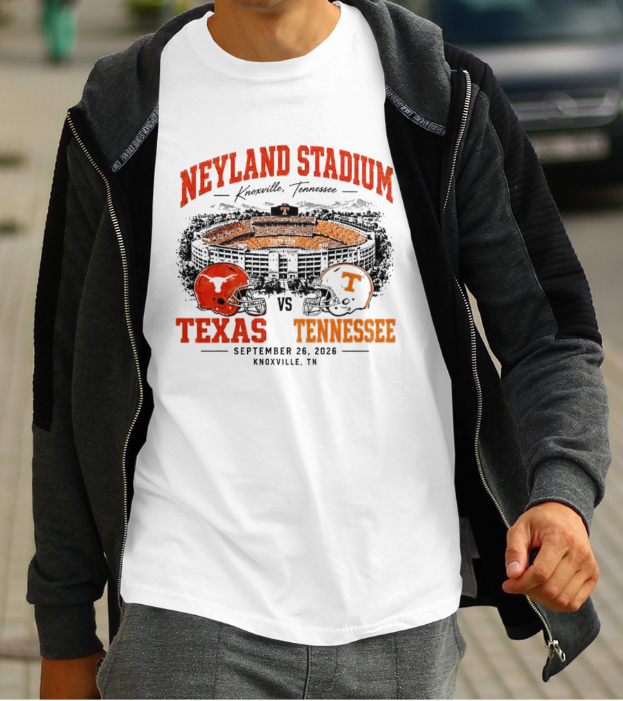Neyland Stadium Knoxville Texas Vs Tennessee September 26 2026 Matchup T-Shirt