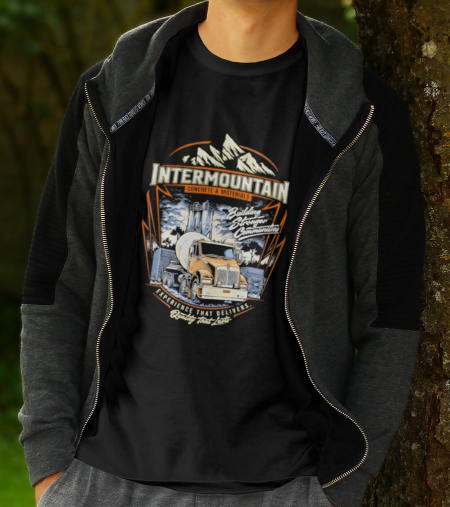 Intermountain Concrete And Materials Building America Truck Mountains Scene T-Shirt