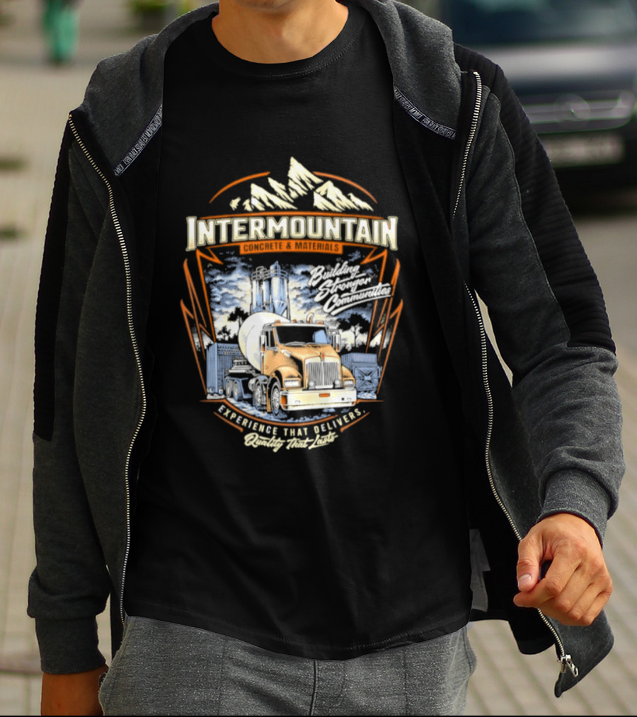 Intermountain Concrete And Materials Building America Truck Mountains Scene T-Shirt