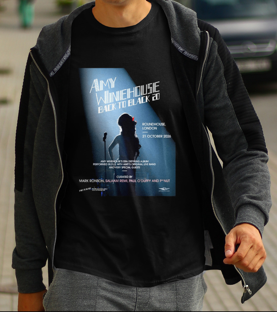 Amy Winehouse Back To Black 20 Roundhouse London 21 October 2026 Live Performance Event T-Shirt
