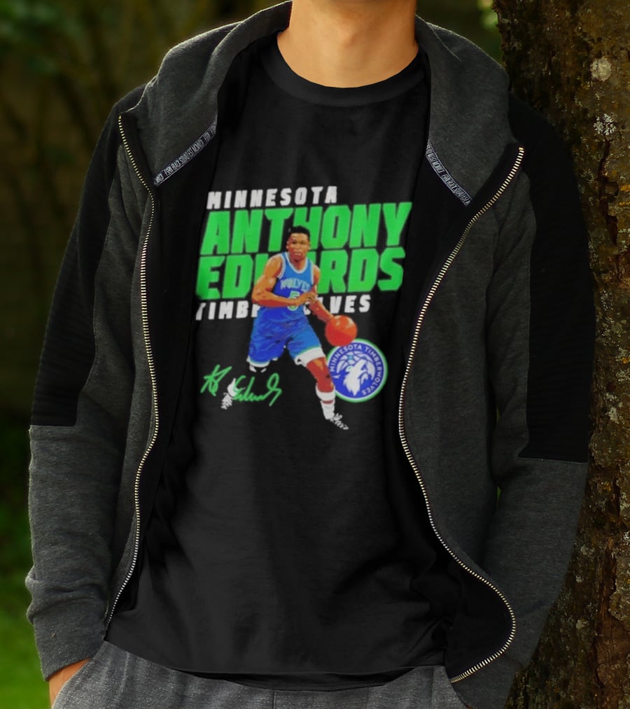 Minnesota Anthony Edwards Timberwolves Basketball Player Signature T-Shirt