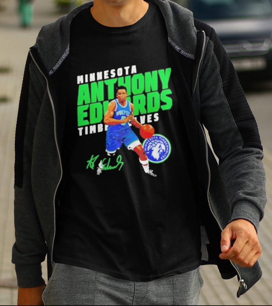 Minnesota Anthony Edwards Timberwolves Basketball Player Signature T-Shirt