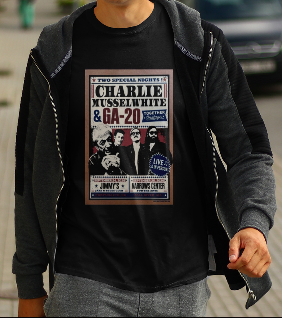 Charlie Musselwhite GA 20 Live At Jimmy's Jazz September 2026 Portsmouth NH T-Shirt