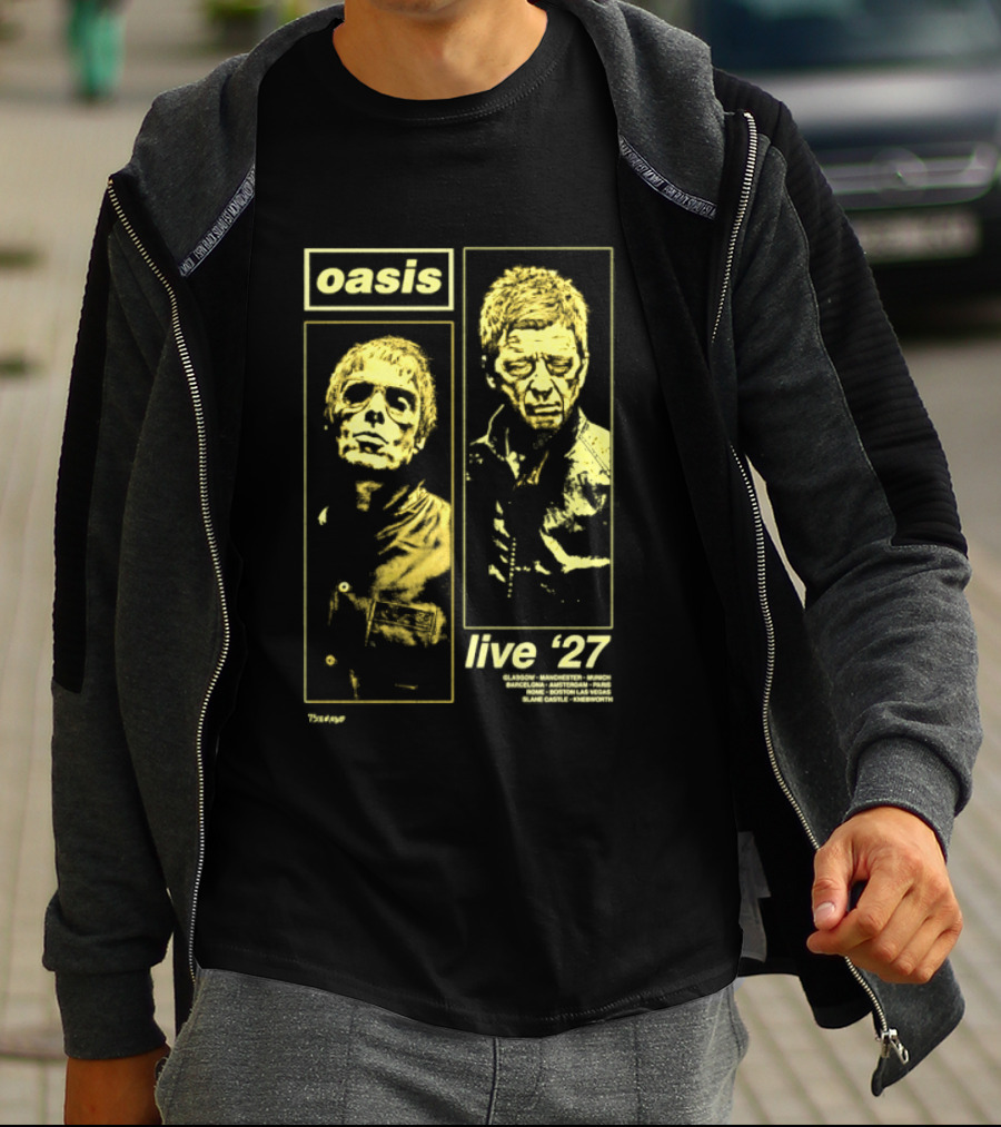 Oasis Live '27 Tour Glasgow Manchester Munich Barcelona Amsterdam Paris Rome Boston Las Vegas T-Shirt