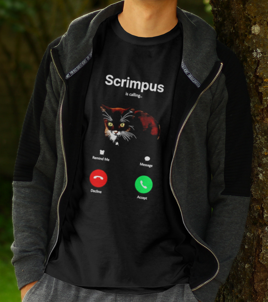 Scrimpus Is Calling Cat Phone Call Meme Humor Reject Accept T-Shirt