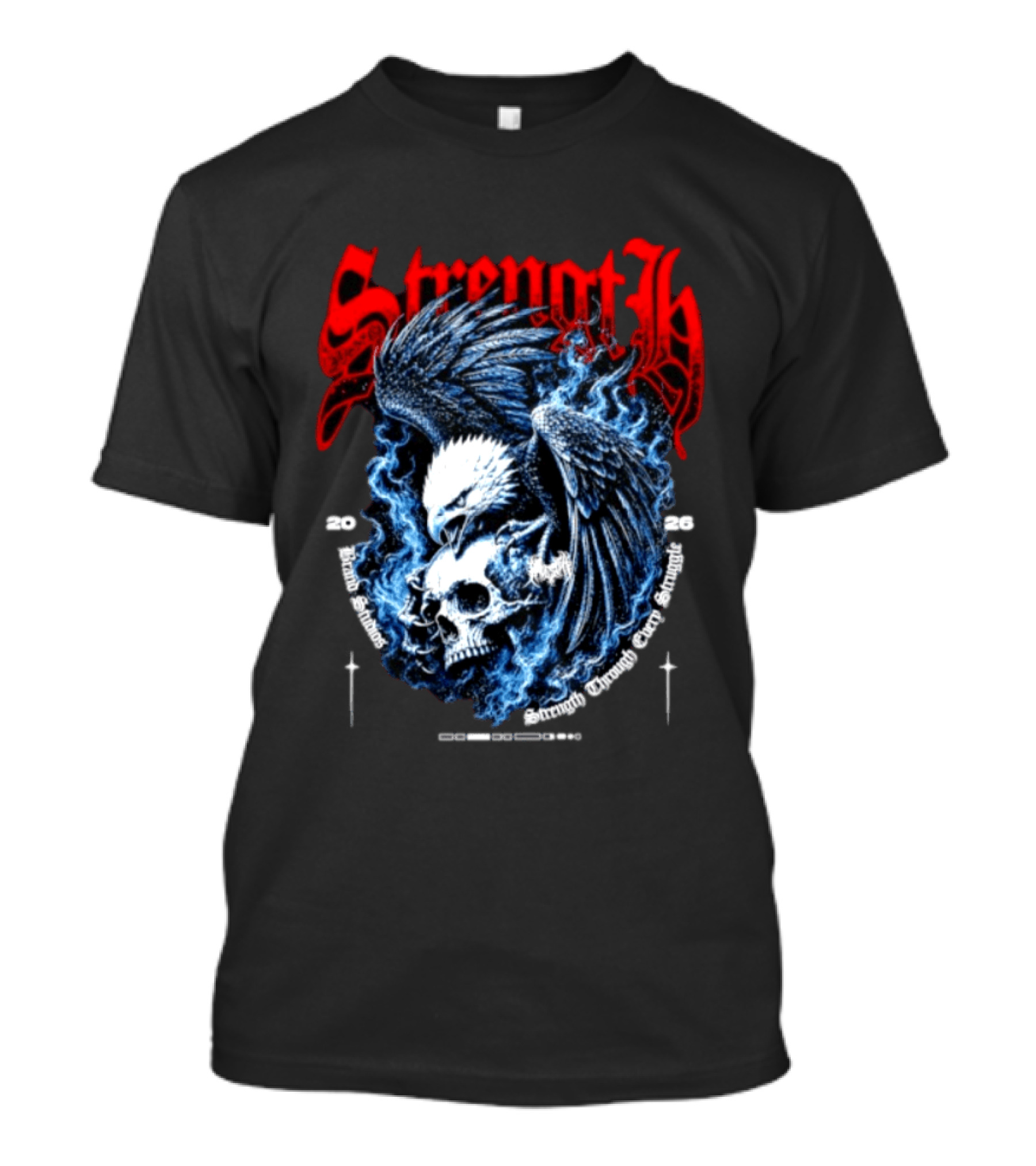 Strength 2026 Brand Studios Eagle Skull Strength Through Every Struggle T-Shirt