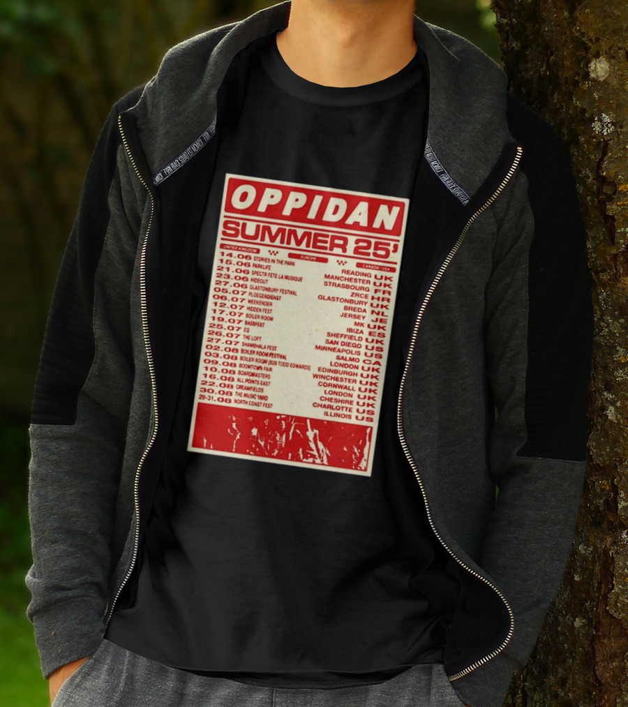 Oppidan Summer Tour 2025 Concert Dates Across UK Europe Canada USA T-Shirt