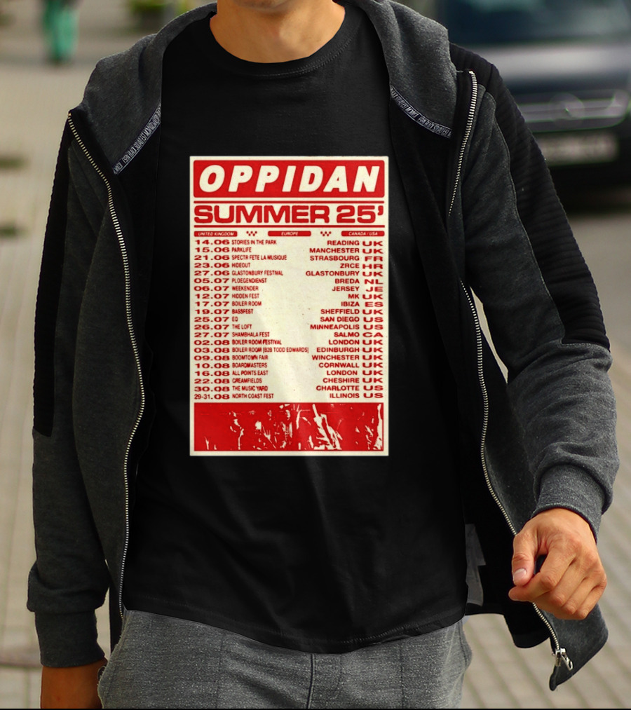 Oppidan Summer Tour 2025 Concert Dates Across UK Europe Canada USA T-Shirt
