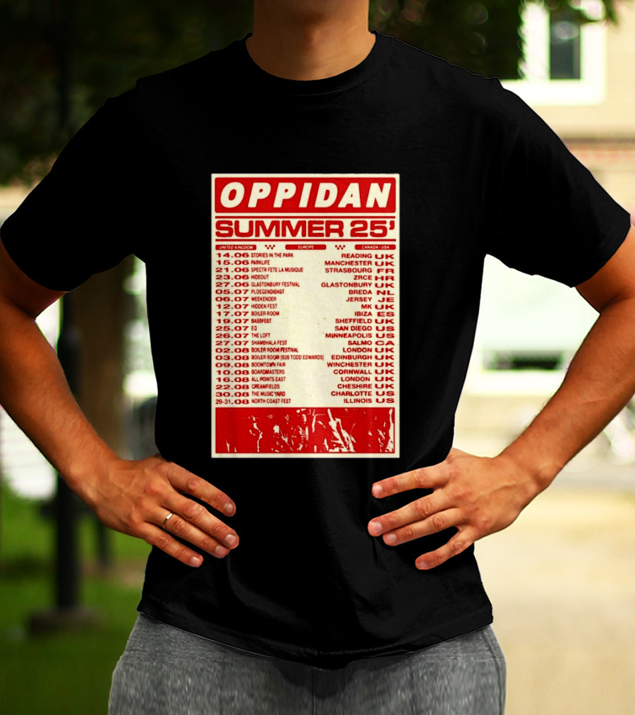 Oppidan Summer Tour 2025 Concert Dates Across UK Europe Canada USA T-Shirt