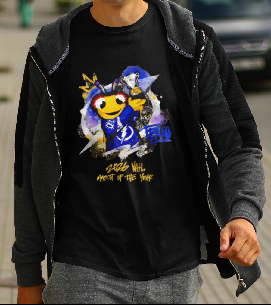 Tampa Bay Lightning Thunderbug Holding Trophy 2026 T-Shirt