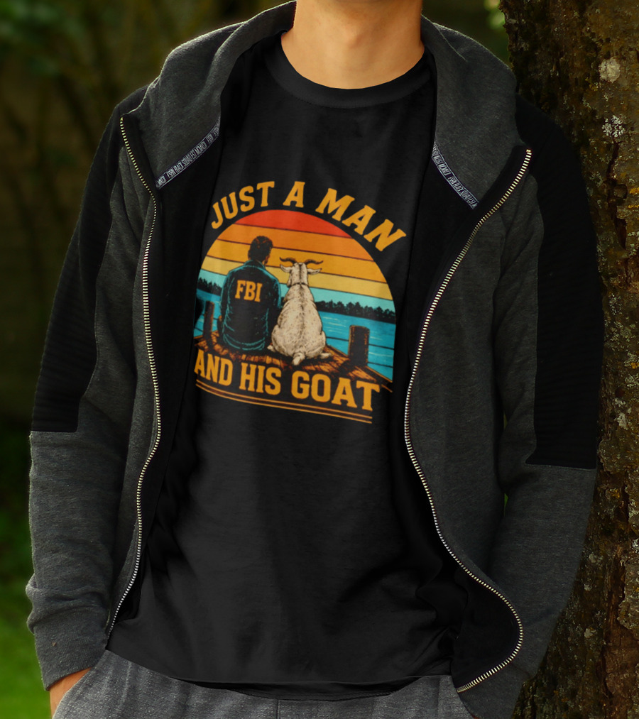 Just A Man And His Goat Fbi Meme Kash Patel Sunset Lake View T-Shirt