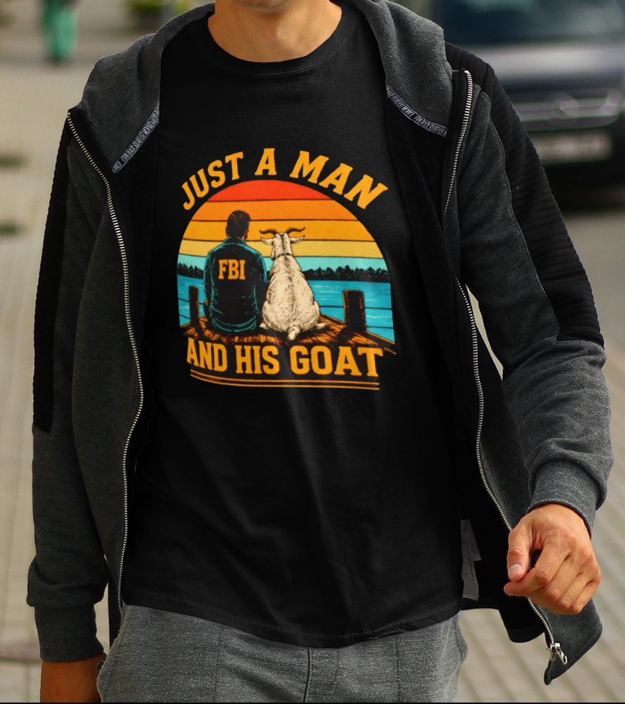 Just A Man And His Goat Fbi Meme Kash Patel Sunset Lake View T-Shirt