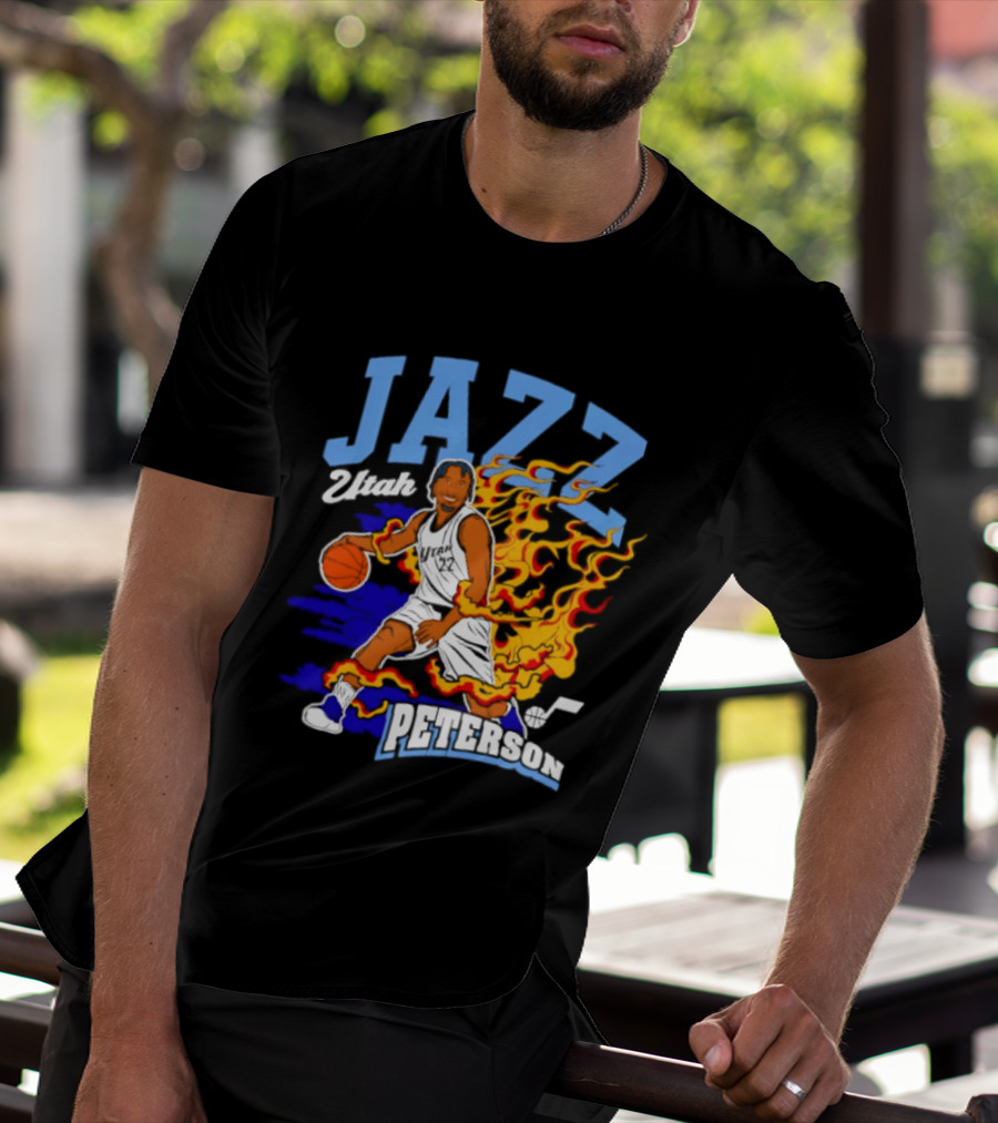 Utah Jazz Darryn Peterson Fiery Basketball Action Fan T-Shirt