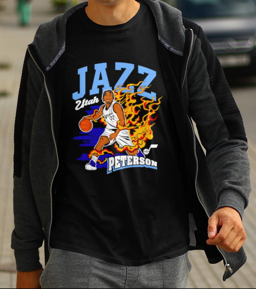 Utah Jazz Darryn Peterson Fiery Basketball Action Fan T-Shirt