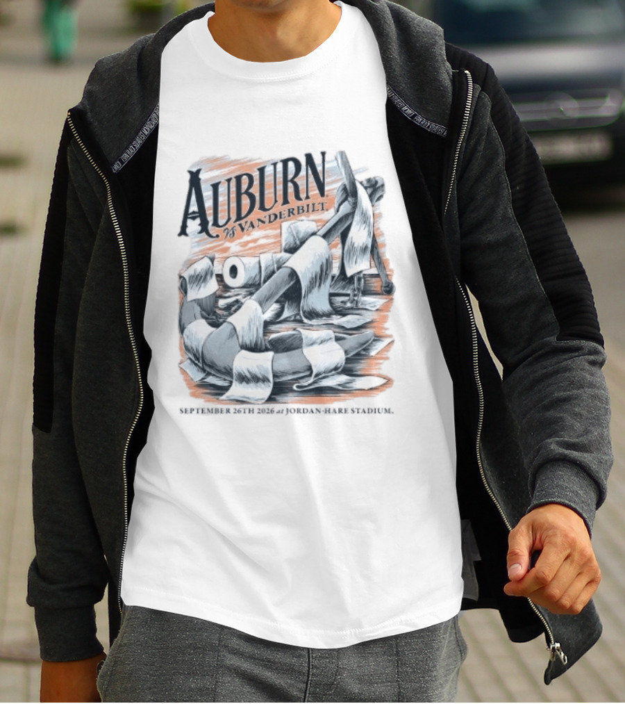 Auburn Vs Vanderbilt September 26th 2026 Jordan Hare Stadium Gameday Football Matchup Toilet Paper War Scene T-Shirt