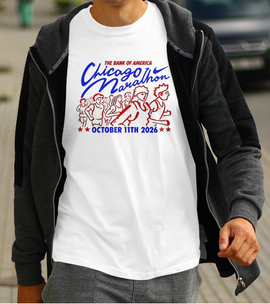 Bank Of America Chicago Marathon October 11th 2026 Event With Runners And Nike Swoosh T-Shirt