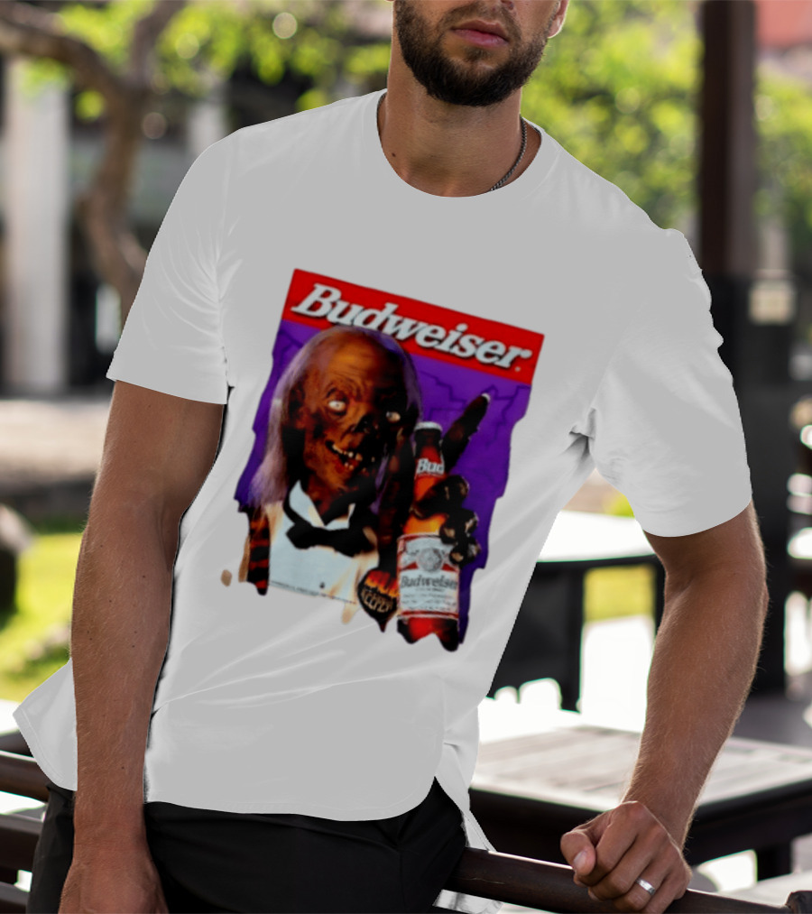 Budweiser Bud Keeper Zombie Halloween Beer Bottle Advertisement T-Shirt