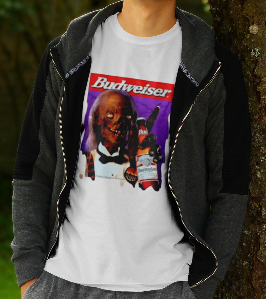 Budweiser Bud Keeper Zombie Halloween Beer Bottle Advertisement T-Shirt