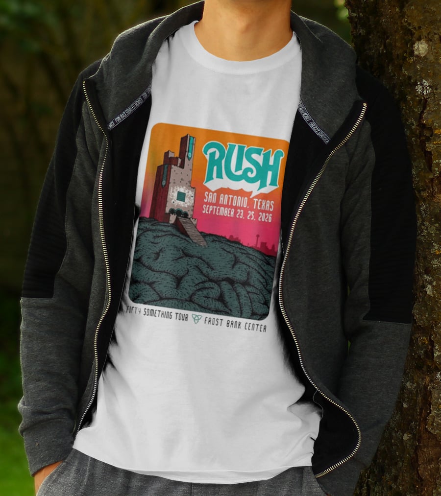 Rush Fifty Something Tour 2026 San Antonio Texas September 23 25 Frost Bank Center T-Shirt
