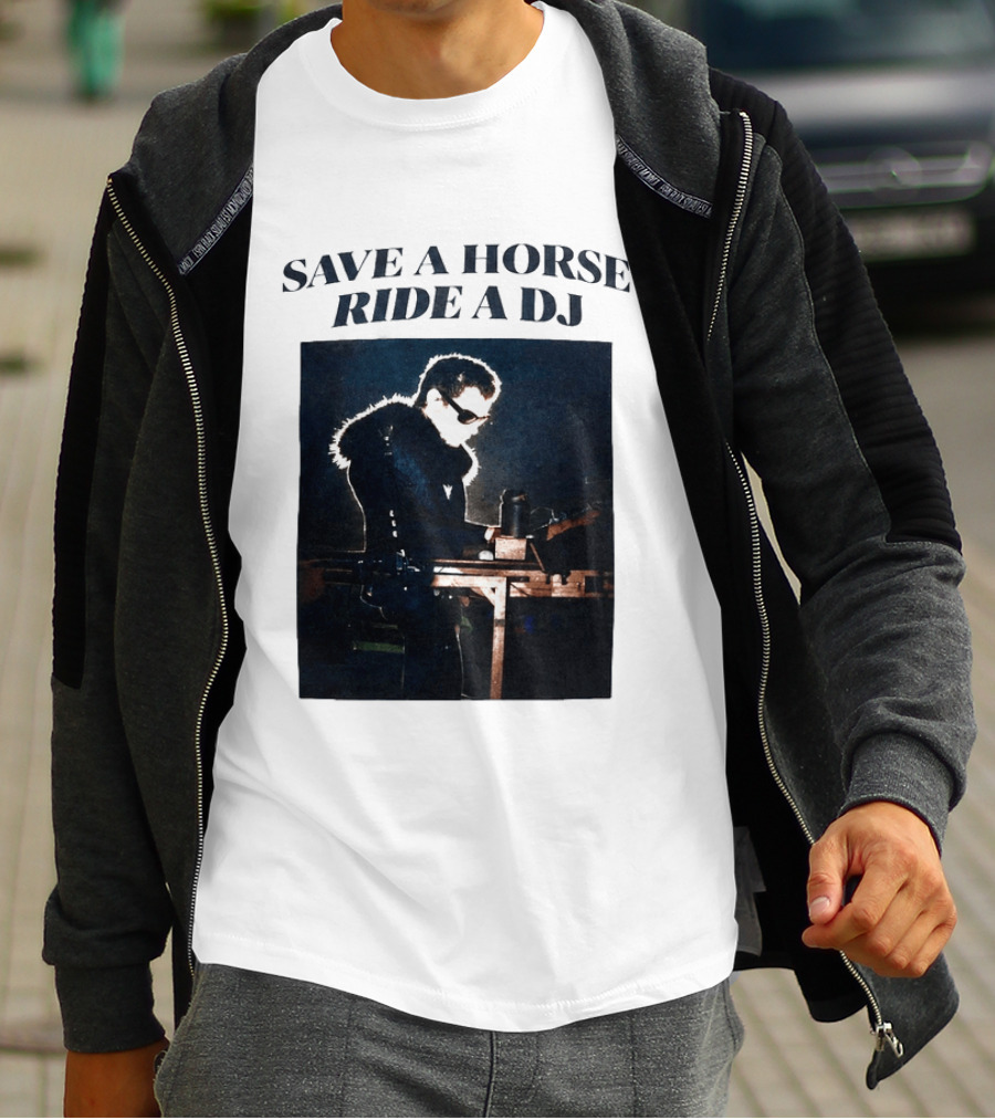 Save A Horse Ride A DJ Musician With Equipment And Sunglasses T-Shirt