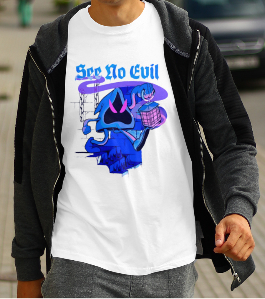 See No Evil Grim Reaper Lantern Spooky T-Shirt