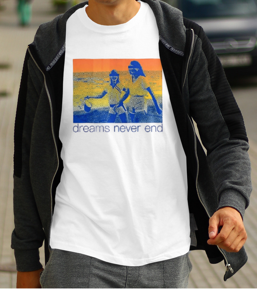 Dreams Never End DFA Records New York City Retro Beach Scene T-Shirt