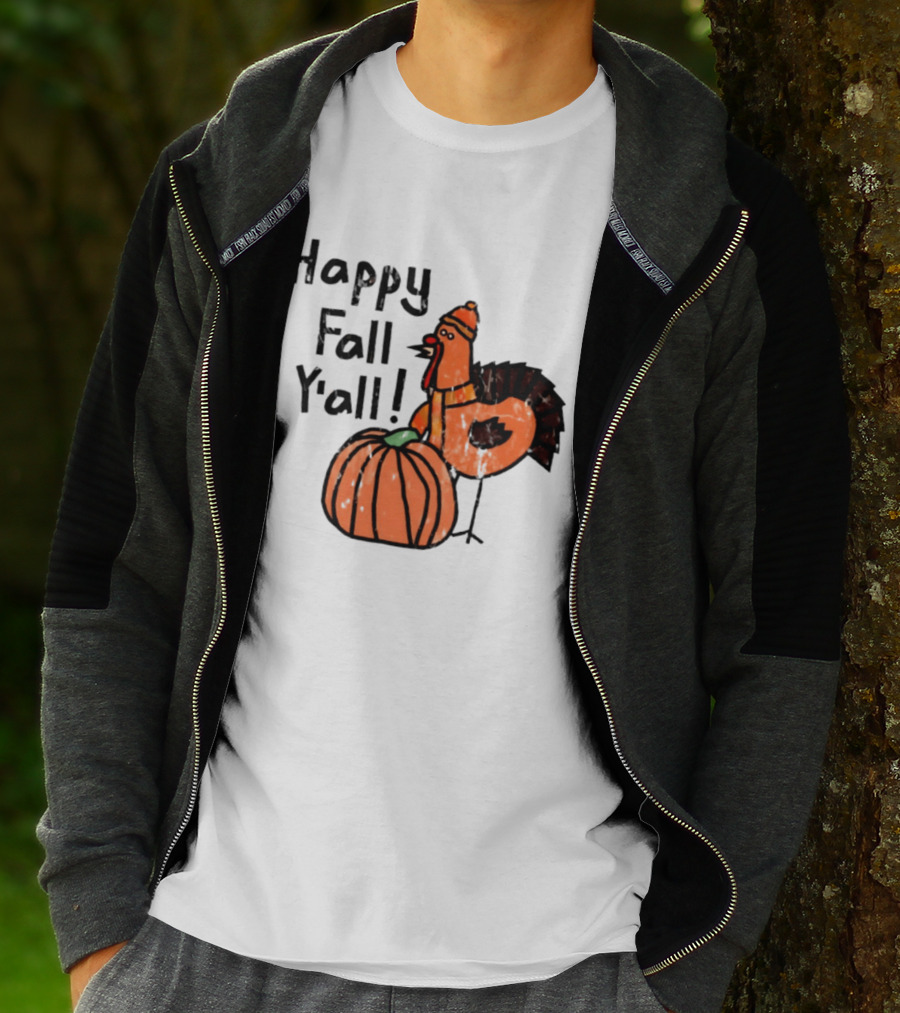 Happy Fall Y'all Turkey Pumpkin Thanksgiving Fun T-Shirt