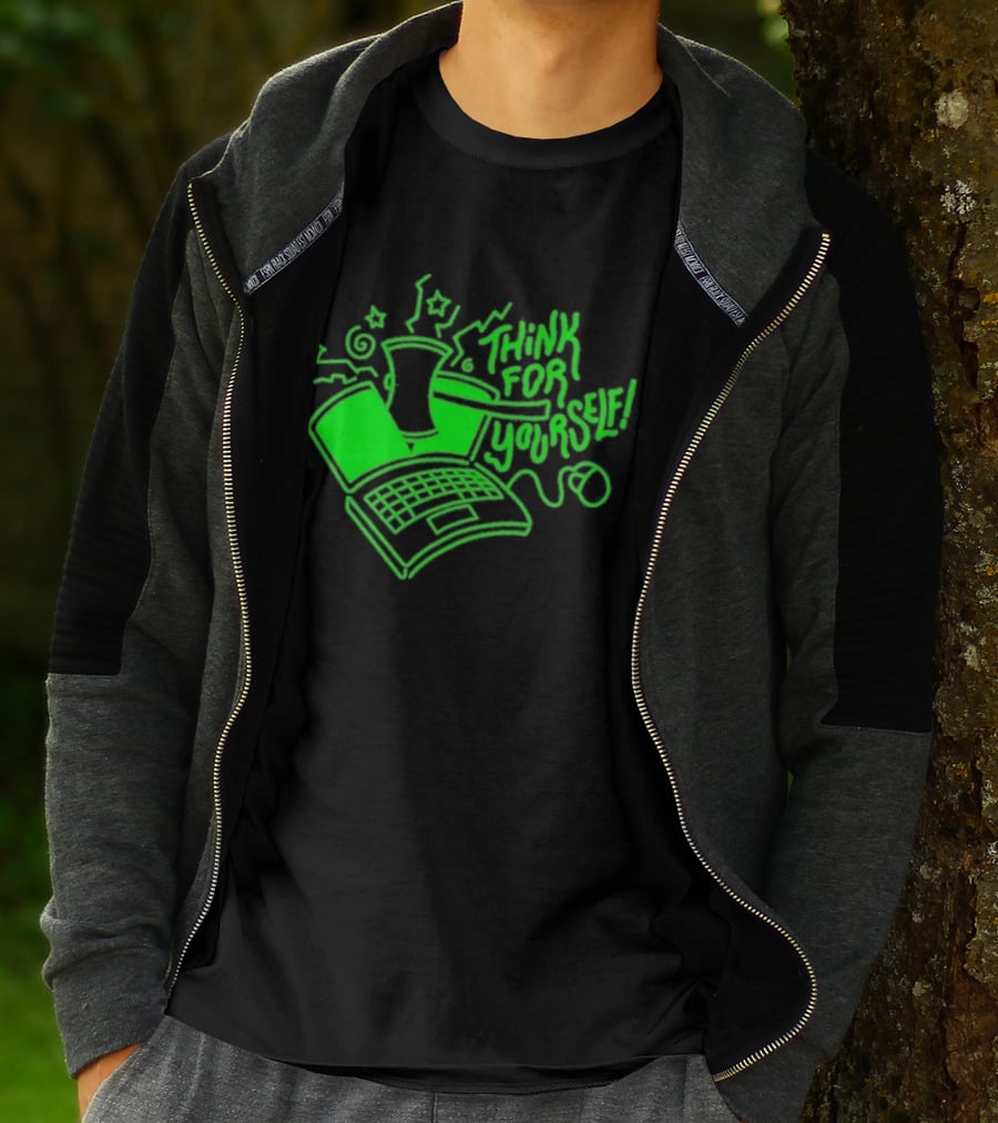 Avi Matzo X RAYGUN Think For Yourself Computer Stars Green T-Shirt