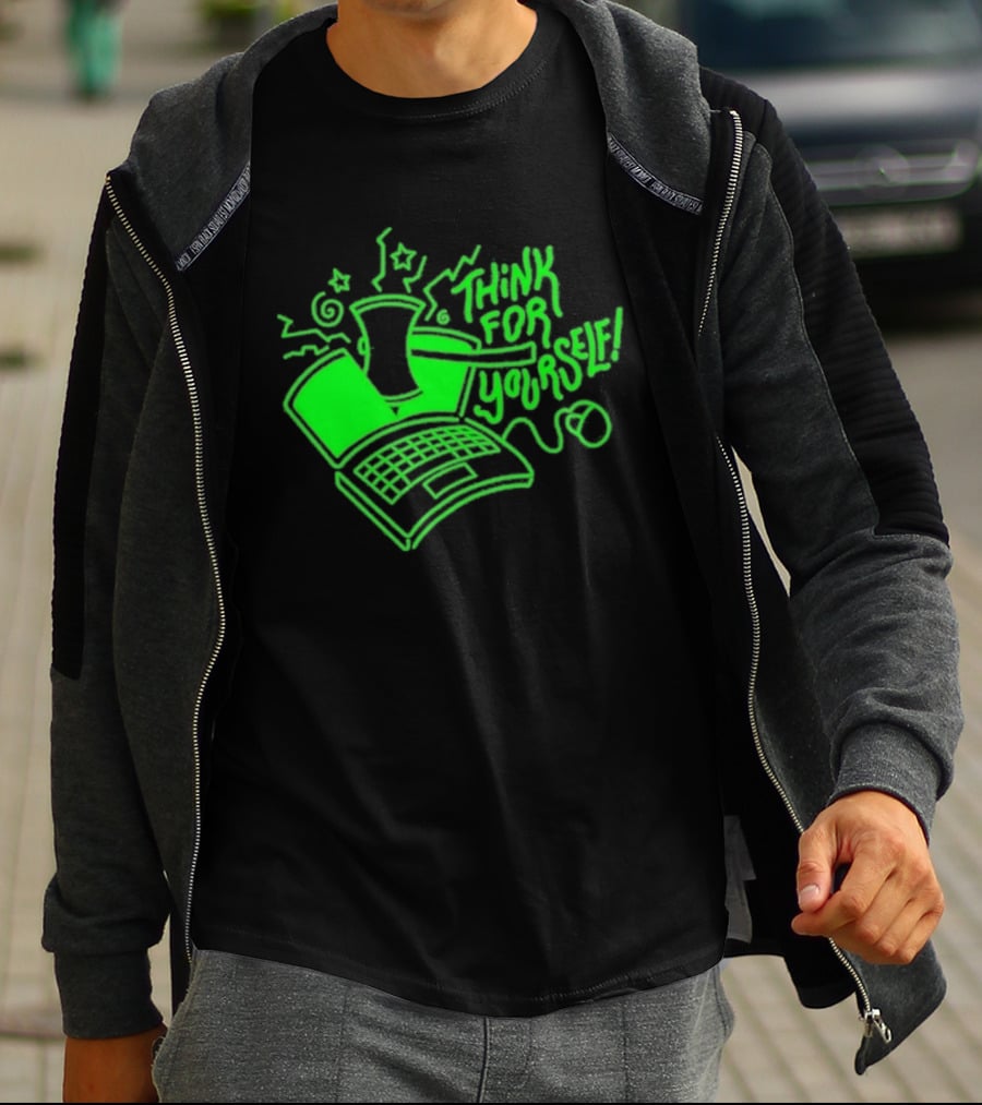 Avi Matzo X RAYGUN Think For Yourself Computer Stars Green T-Shirt
