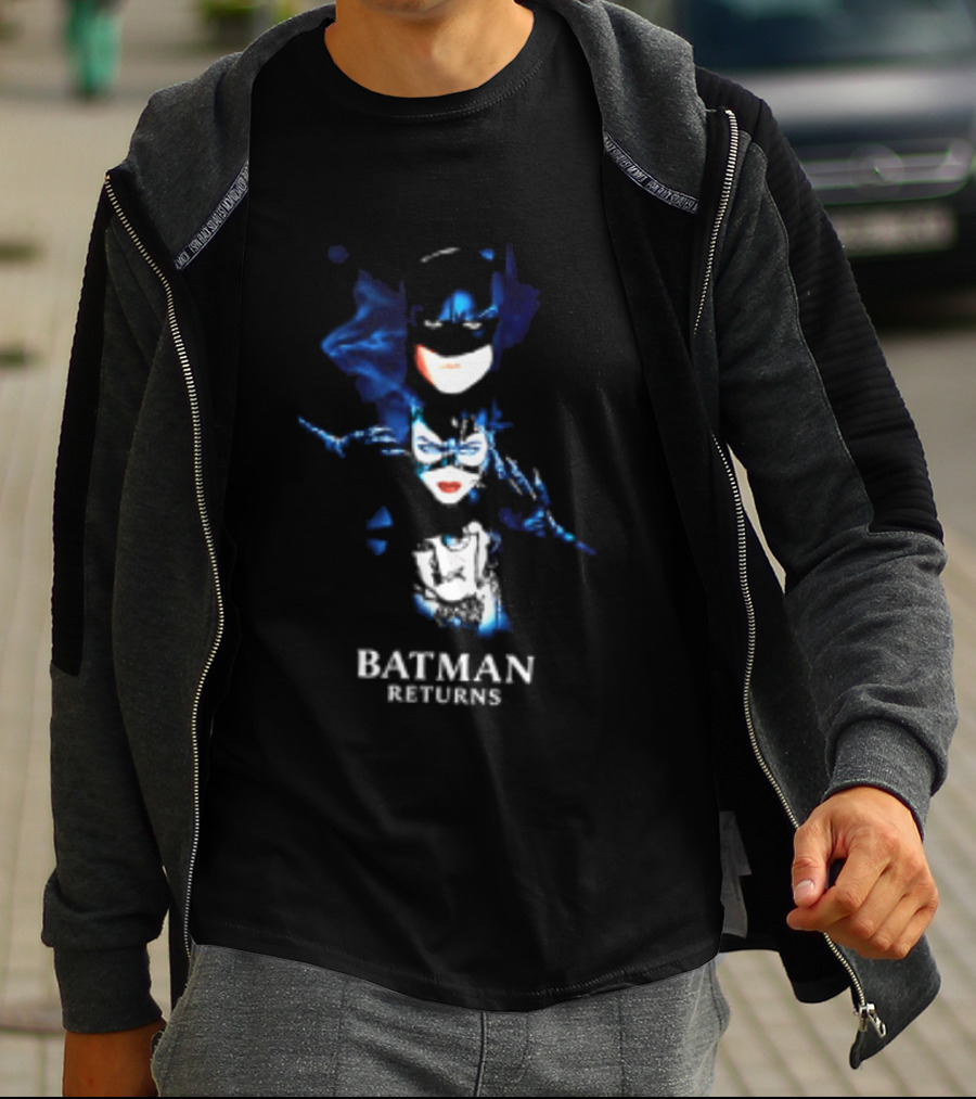 Batman Catwoman Vs Penguin Batman Returns Movie Two Sided T-Shirt