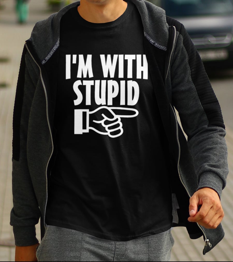 I'm With Stupid Hand Pointing Right Retro Humor T-Shirt