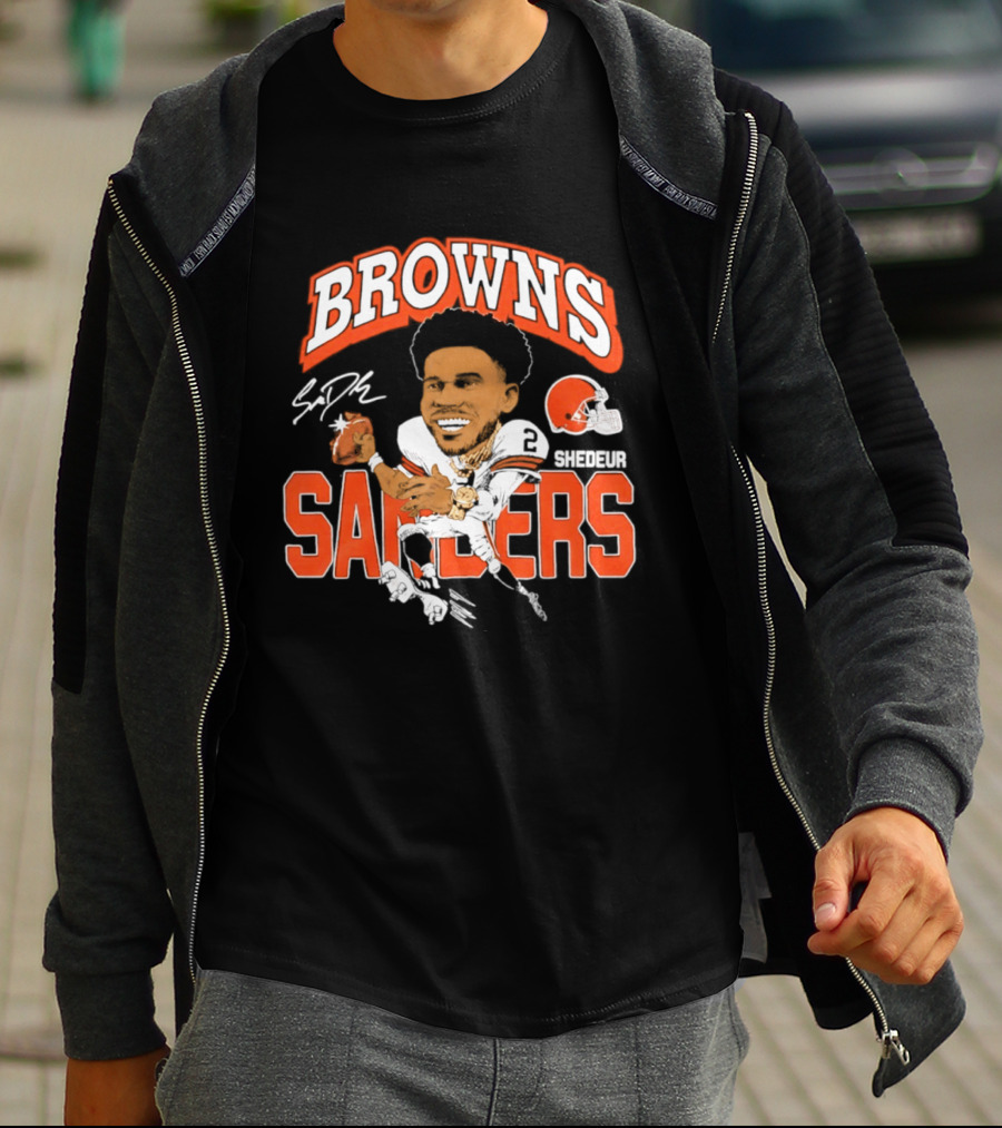 Browns Shedeur Sanders Football Caricature NFL Athlete T-Shirt