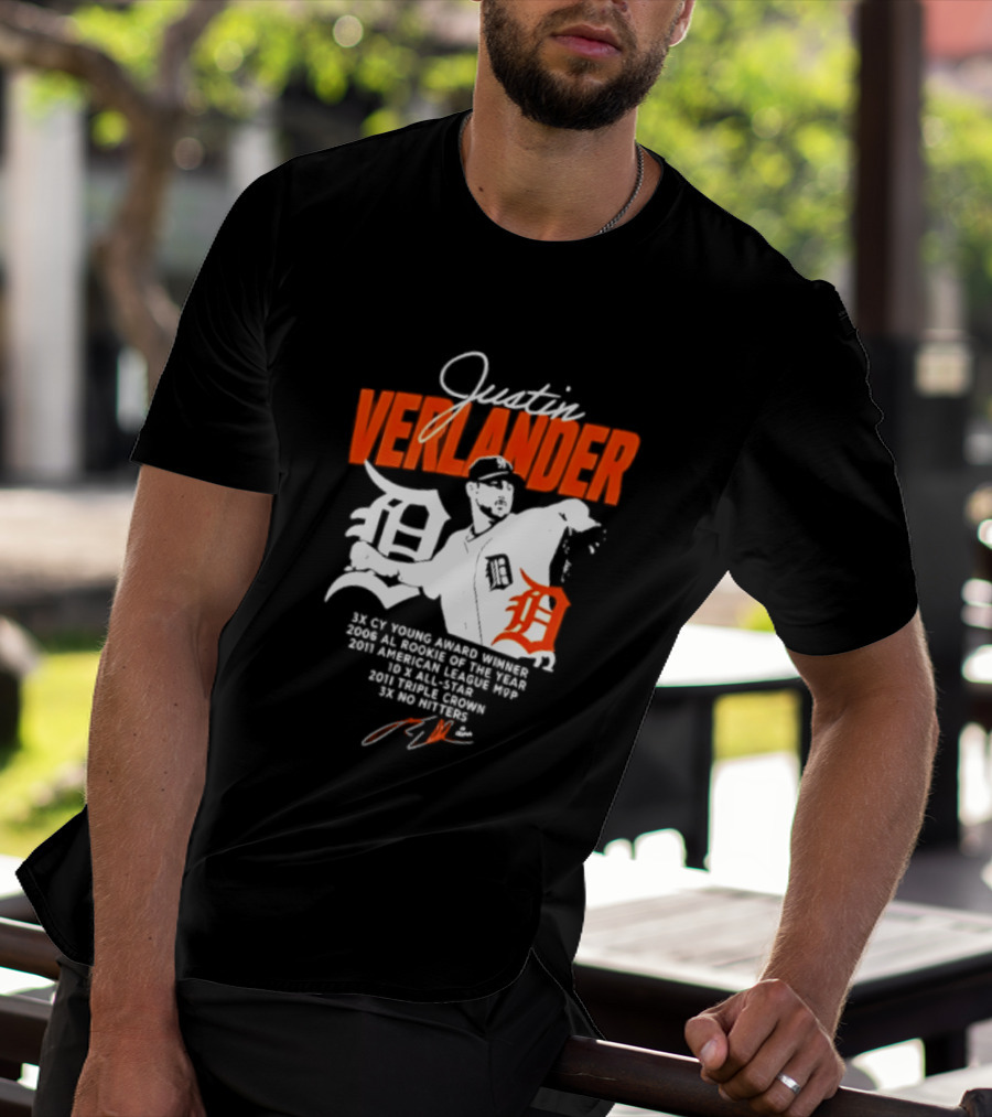 Justin Verlander 35 Detroit Tigers MLB MVP 2006 AL Rookie Cy Young T-Shirt
